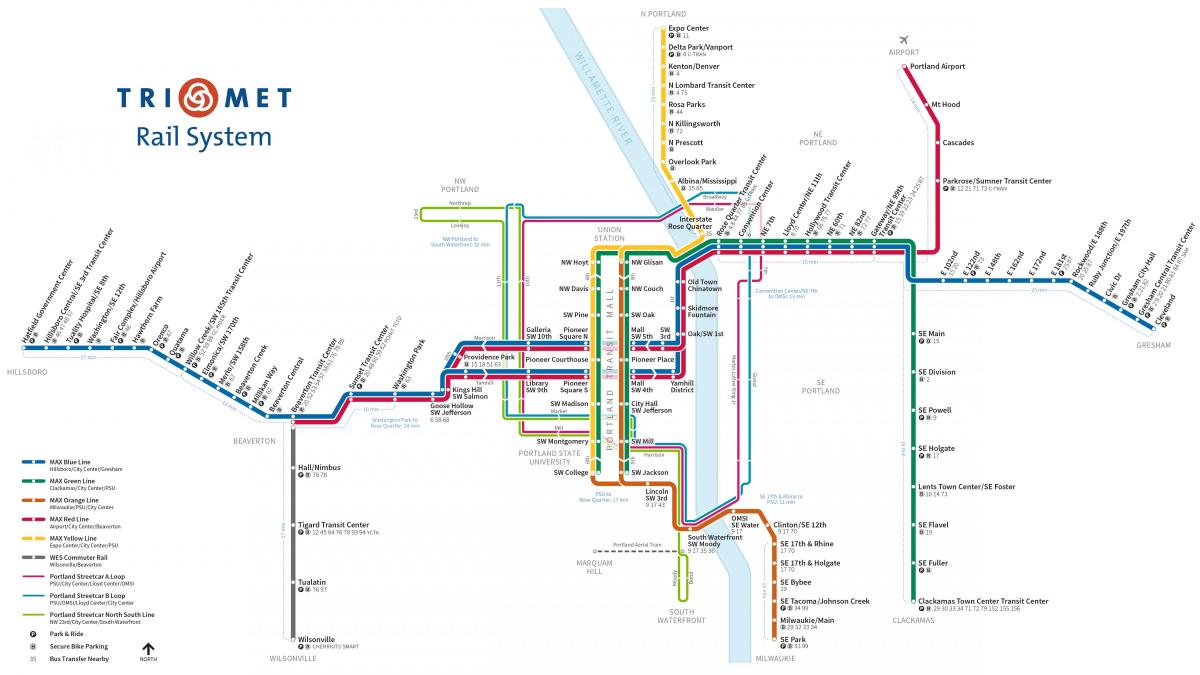 포틀랜드 철도 시스템 맵