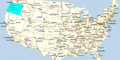 포트랜드 오리건에 미국 지도